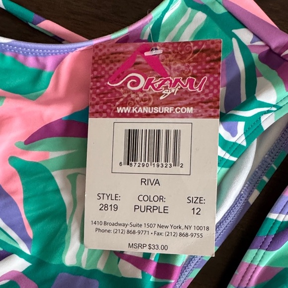 Kanu Surf Purple and Green Leaf Bikini Set - Picture 2 of 4